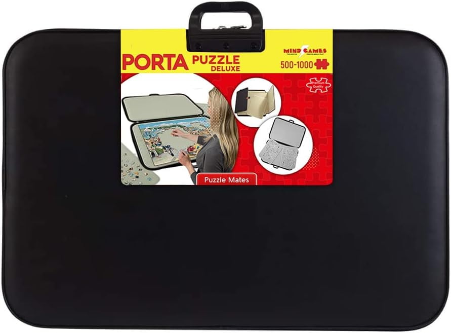 Tradeopia Boîte de Rangement Portable pour Puzzle Noir, jusqu'à 1000 Pièces, avec Plateaux de Tri et Plateau Détachable