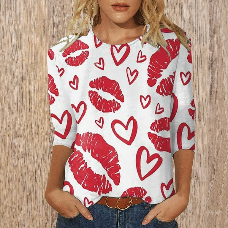 Amtdh Womens Tops Love Hearts Graphic Pullover Raglan Oversized Tops for  Girls Crewneck 3/4 Sleeve Shirts for Women Valentine's Day Y2K Clothes  Fashion Tee Shirts Casual Sweatshirts White XL 