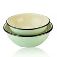 thumbnail image 4 of Novomoskovsjka Posuda Mint Coolness Enamel Serving Bowl Set of 2 pcs Shatterproof Enameled Steel Fruit and Salad Bowls for Cooking Enamel Mixing Bowl for Indoor and Outdoor Use Metal Bowls, Green, 4 of 12
