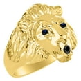 thumbnail image 4 of RYLOS Lion Head Ring Black Diamond Mouth & Gemstone Eyes Designer Rings Sapphire Jewelry Yellow Gold Plated Silver Size 10, 4 of 8