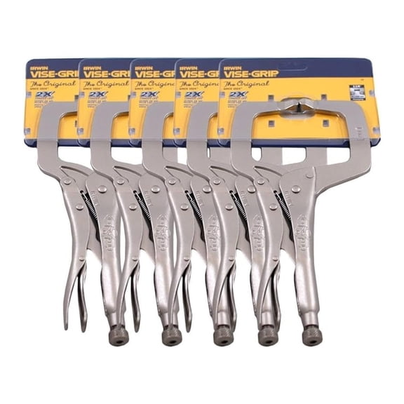 IRWIN Vise Grip 11R 11" C Clamp Locking Regular Tip Easy Release Pliers (5 PACK)