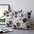 thumbnail image 2 of Pillow Covers 26x26 Set of 2, Navy Indigo Florals Throw Pillow Covers Decorative Couch Cushion Cover, Farmhouse Botanical Peonies Leaves Microfiber Soft Square Pillowcases for Bedroom Living Room, 2 of 9