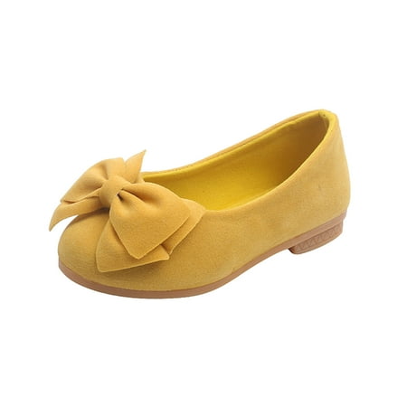 

Virmaxy Girls Casual Shoes Opening Season Childrens Princess Shoes June 1 Childrens Day Bow Childrens Shoes Girls Soybean Shoes Single Shoes Yellow