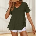 thumbnail image 2 of Lenpel Women's Babydoll Tops Summer Short Sleeve V Neck Tiered Peplum T Shirts Casual Loose Tunic Blouses, 2 of 7