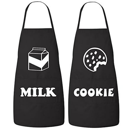 FASCIINO Set of Milk and Cookie His and Hers Chef Couples Apron Valentines Wedding Bridal Gift