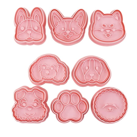 

TINYSOME 8Pcs Plastic Biscuits Mold Cookie Stamps Dogs Head Cookie Cutters Fondant Mould