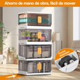 thumbnail image 2 of Cajas de Almacenamiento 4pcs，160L Caja de almacenamiento de pl&aacute;stico apilable plegable, Organizadores de Armario Apilable, Caja Pl&aacute;stica de Almacenamiento Transparente, 2 of 6