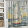 thumbnail image 6 of Orinice  Nautical Shower Curtain, Let Your Dreams Set Sail Words Stripes Yacht Interior Navigation Theme, Cloth Fabric Bathroom Decor Set with Hooks,  69x72, 6 of 7