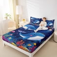 thumbnail image 3 of Manfei Kawaii Whale Animal Full Size Sheets, Dreamy Stars Galaxy Bed Sheets, Teens Kids Girls Boys Sheet Sets, Microfiber Bedroom Decor, 4-Piece, 3 of 6