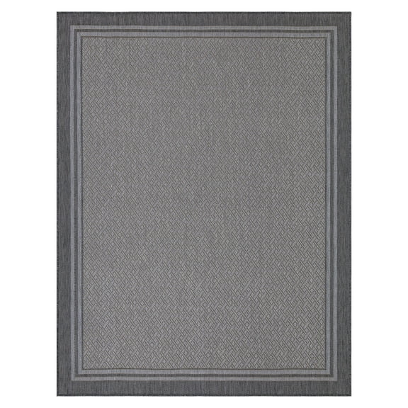 Ottomanson Landscape Bordered Design 5x7 Non Shedding Indoor Area Rug, 5'3" x 6'11", Gray