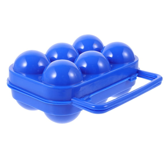 TEHAUX Durable Blue Silicone Egg Storage Container with Handle for Camping and Picnic Holds 6 Eggs