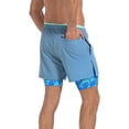 thumbnail image 5 of LRD Men's Workout Shorts with Compression Liner 5 Inch Inseam Blue / Neon Palms XXL, 5 of 6