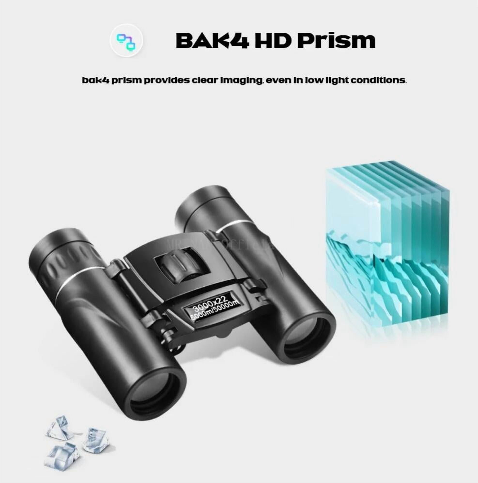3000x22 HD Zoom Portable Powerful Binoculars Long Range BAK4 Telescope Folding FMC Binoculars for Hunting Camping Travel