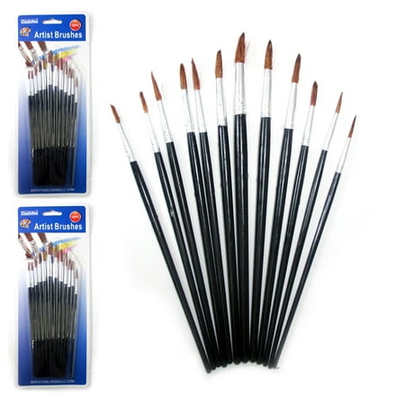 - 24 Pc Artist Paint Brush Set Watercolor Acrylic Painting Pointed Brushes Crafts
