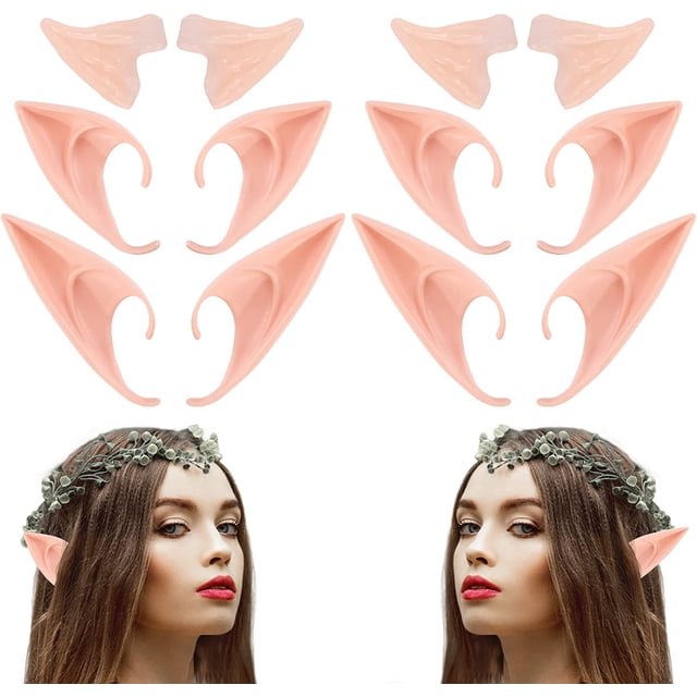 Orejas de Elfo de Hada Pixie - HKFUON Cosplay Puntas de Oreja Puntiagudas Suaves de Látex, Orejas Falsas de Vampiro Elfo Pequeñas, Cortas y Largas para Mujeres Niños Fiesta de Navidad de Halloween Dis