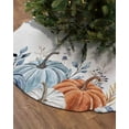 thumbnail image 2 of Fall Blue White Pumpkins Christmas Tree Skirt 36 Inches Large Christmas Skirt Tree,Thanksgiving Botanical Maple Eucalyptus Tree Skirt Christmas Decorations for Fireplace Party Holidays Indoor Outdoor, 2 of 7