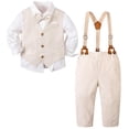 thumbnail image 1 of Conjunto de traje Sangtree en mezcla de lino, chaleco, pantalón, camisa, pajarita, 3-9 m, 1 of 7