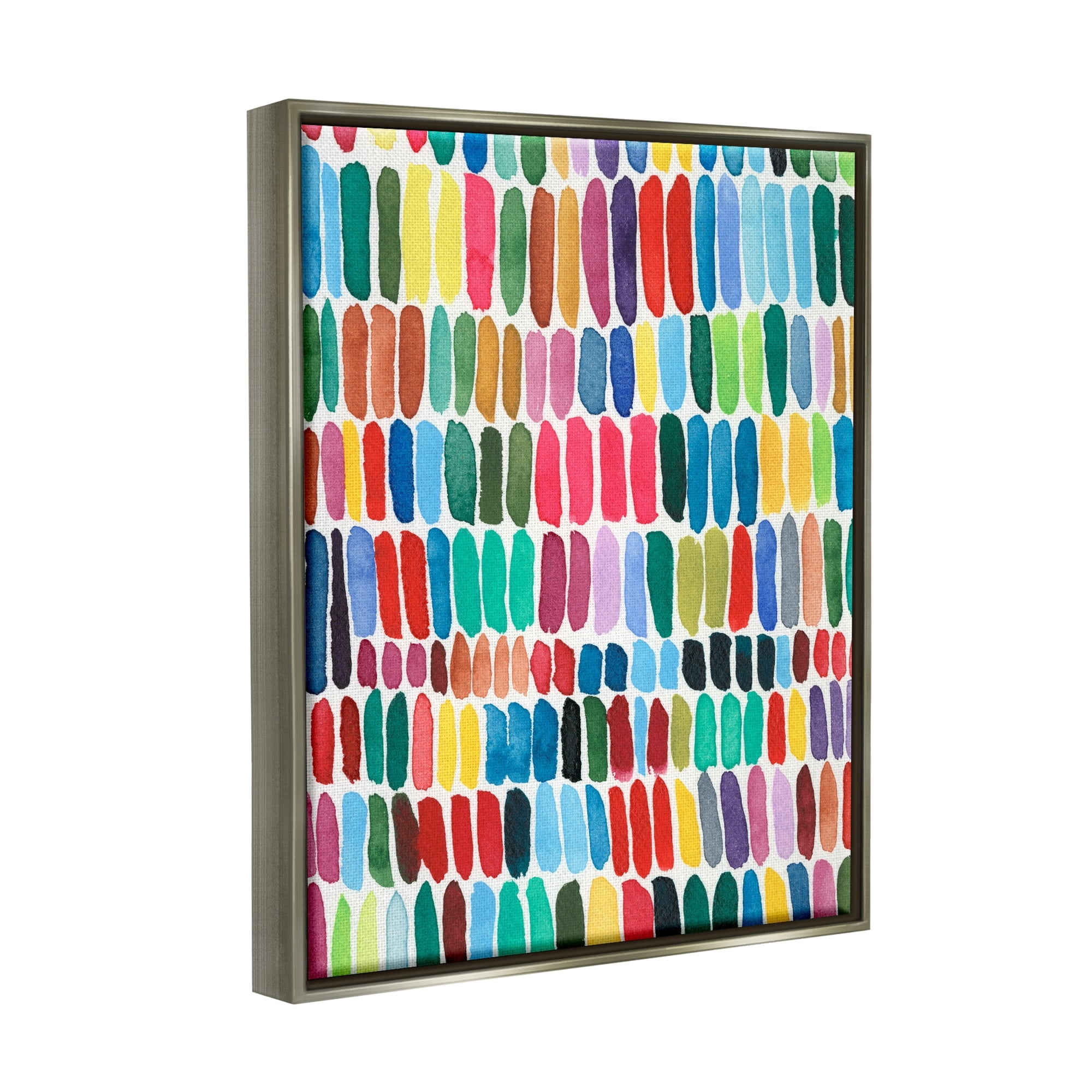 Stupell Industries Varied Rainbow Lines Abstract Pattern Watercolor Detail Painting Luster Gray Floating Framed Canvas Print Wall Art, Design by Regina Moore