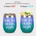 thumbnail image 2 of Thank You for Being Awesome Wine Tumbler, Birthday Christmas Friendship Thank You Gift for Women Friend Coworkers Sisters Her, 12 Oz Stainless Steel Insulated Wine Tumbler with Straw, Rainbow Color, 2 of 6