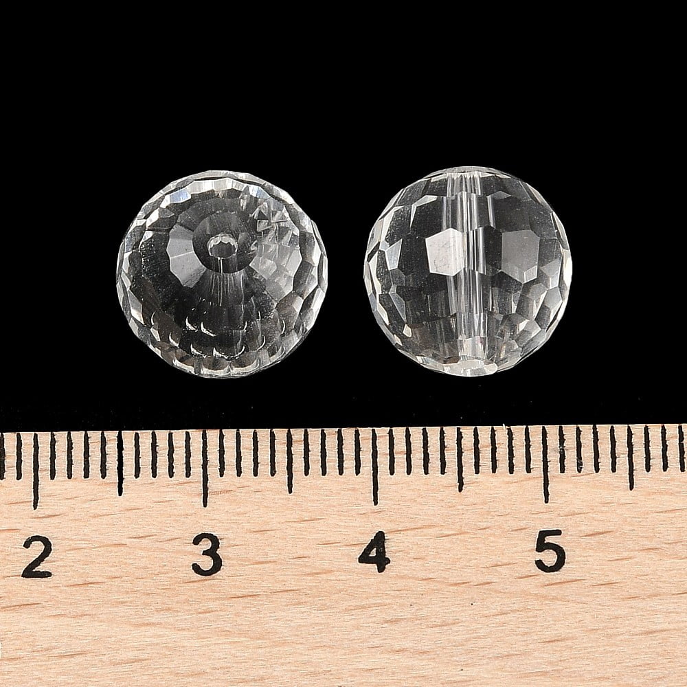 Glass K9 Glass Imitation Austrian Crystal Beads Faceted(128 Facets) Round Clear 12mm Hole: 2mm