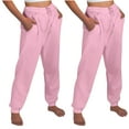 thumbnail image 2 of 2PC Sweatpants for Women High Waisted Casual Solid Elastic Waisted Long Pants Womens Drawstring Pants Trousers, 2 of 7