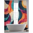 thumbnail image 5 of Vintage Geometric Sheer Curtains 96 Inch Length 2 Panels Set, Colorful Contemporary Minimalist Voile Window Treatment Semi Sheer Long Curtains Drapes for Bedroom/Living Room/Kitchen 52"x96"x2, 5 of 7