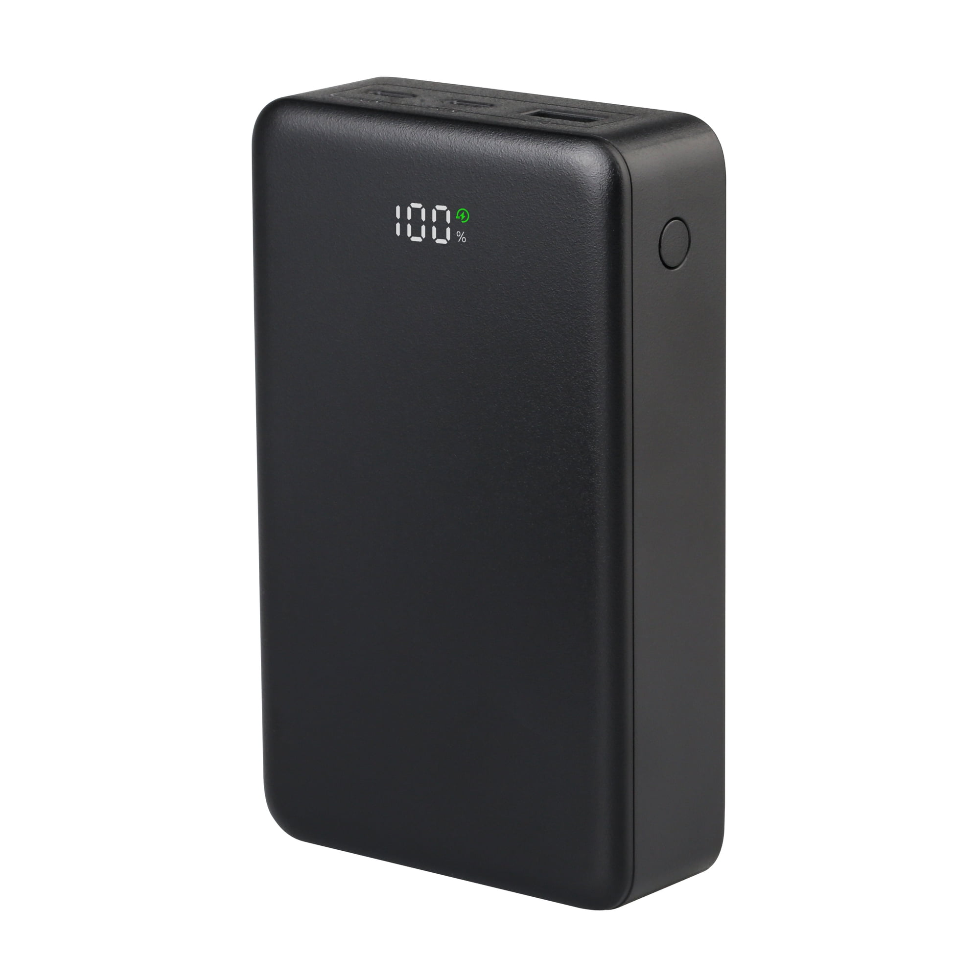 onn 20,000 mAh Portable Power Bank with Fast Charging Output (20W), Dual USB-C ports, USB port, LED Digital Display, Black - Compatible with iPhone, iPad, AirPods, Samsung Galaxy, Note, Pixel & More
