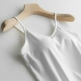 thumbnail image 4 of Built In Bra Tank Tops for Woman's Solid Color With Bra Pads Bra One Vest Camisole Top Tank Tops White, 4 of 7