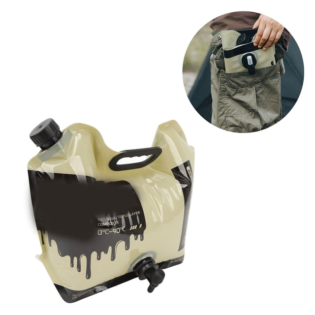 Sac de Stockage d'Eau, Sac de Contenant d'Eau d'Entrée de 33 mm de Large Résistant aux Impacts Réutilisable Sûr Portable 8 L pour l'Extérieur Vert Foncé, Kaki