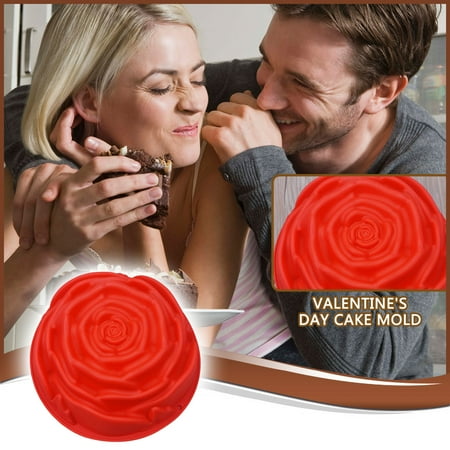 

WGOUP DIY Baking Tools Valentine s Day Silicone Large Rose Cake Red
