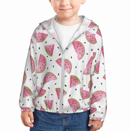 

Vsdgher Watermelon Kids Sun Protection Hoodie with Zip Rash Guard Tops Children s Long Sleeve Sun Protection Clothing -