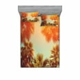 thumbnail image 2 of Palm Tree Bedding Set with Sheet & Covers, Trees in Sunlights Tranquility in Tropical Nature Landscape at Summer Theme, Printed Bedroom Decor 2 Shams, 4 Sizes, Orange Green, by Ambesonne, 2 of 3