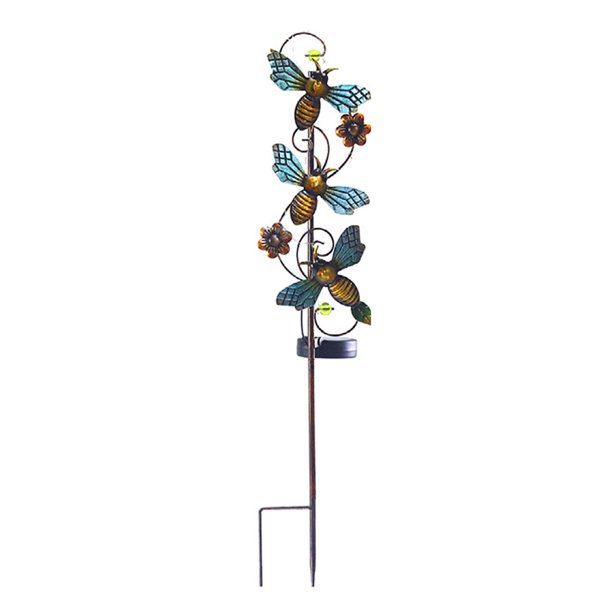 Lámpara solar para césped, artesanía, enchufe de tierra de hierro, luz de 600 mAh, decoración de jardín (abeja) Ehuebsd Para estrenar