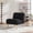 Black + Polyester, variant on 24.4 Inch Wide Black Velvet Upholstered Armless Accent Chair with Solid Black Metal Legs, Modern Compact Lounge Chair for Living Room Bedroom