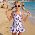 thumbnail image 3 of Xixirimido Purple Butterflies Print Girls Swimsuit Sleeveless One Piece Skirted Swimwear Modest Hawaiian Bathing Suit for Beach Water Park Kids Swim Dress, 5-6 Years, 3 of 7
