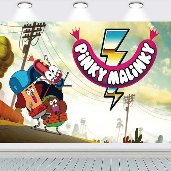 Pinky Malinky Backdrop Banner Party Supplies Poster Movie Theme Background for Photography Birthday Decorations