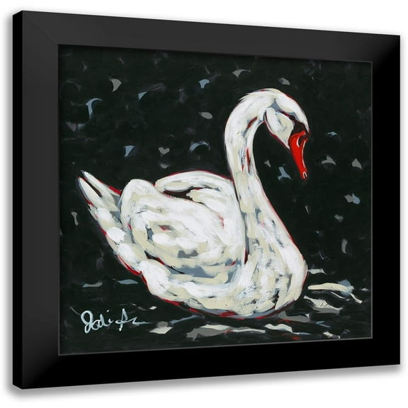 Augustine, Jodi 12x12 Black Modern Framed Museum Art Print Titled - White Swan