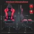 thumbnail image 3 of JONPONY Big and Tall Gaming Chair with Footrest 400lbs Massage Gamer Chair with Memory Foam Adjustable Tilt Back Angle & Armrest, High Back Leather Computer Office Chair，Red, 3 of 8