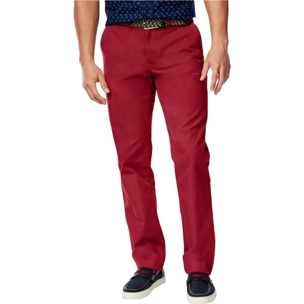 Tommy Hilfiger Mens Custom Casual Chino Pantalones, Rojo, 38W x 30L