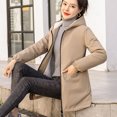 thumbnail image 5 of Jackets for Women Ndbuld Women's Coat Mid-length Quilted Jacket Ultra Lightweight Warm Foldable Hooded Women's Down Jacket on Clearnce,M-3XL,Khaki, 5 of 5