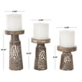 thumbnail image 4 of DecMode 3 Candle Dark Brown Mango Wood Tribal Pillar Candle Holder, Set of 3, 4 of 10