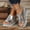Silver, variant on Women's Open Toe Buckle Ankle Strap Flatform Wedge Casual Sandal Crisscross Band Sandal Stylish High Heel Dressy Beach Shoes Silver 9.5(43)