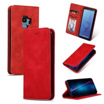 Samsung Galaxy S9 Case, Dteck Smooth PU Leather Flip Folio Wallet Card Slots Case Cover Stand Feature & Magnetic Closure For Samsung Galaxy S9 , Red