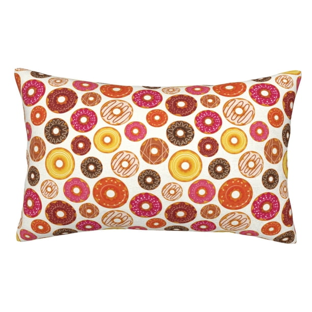 Fotbe Donut Funda de Almohada Decorativa Estilo Occidental, Lujo en Algodón, Fundas para Almohadas King, Cojín Estampado para Decoración del Hogar-20"x30"