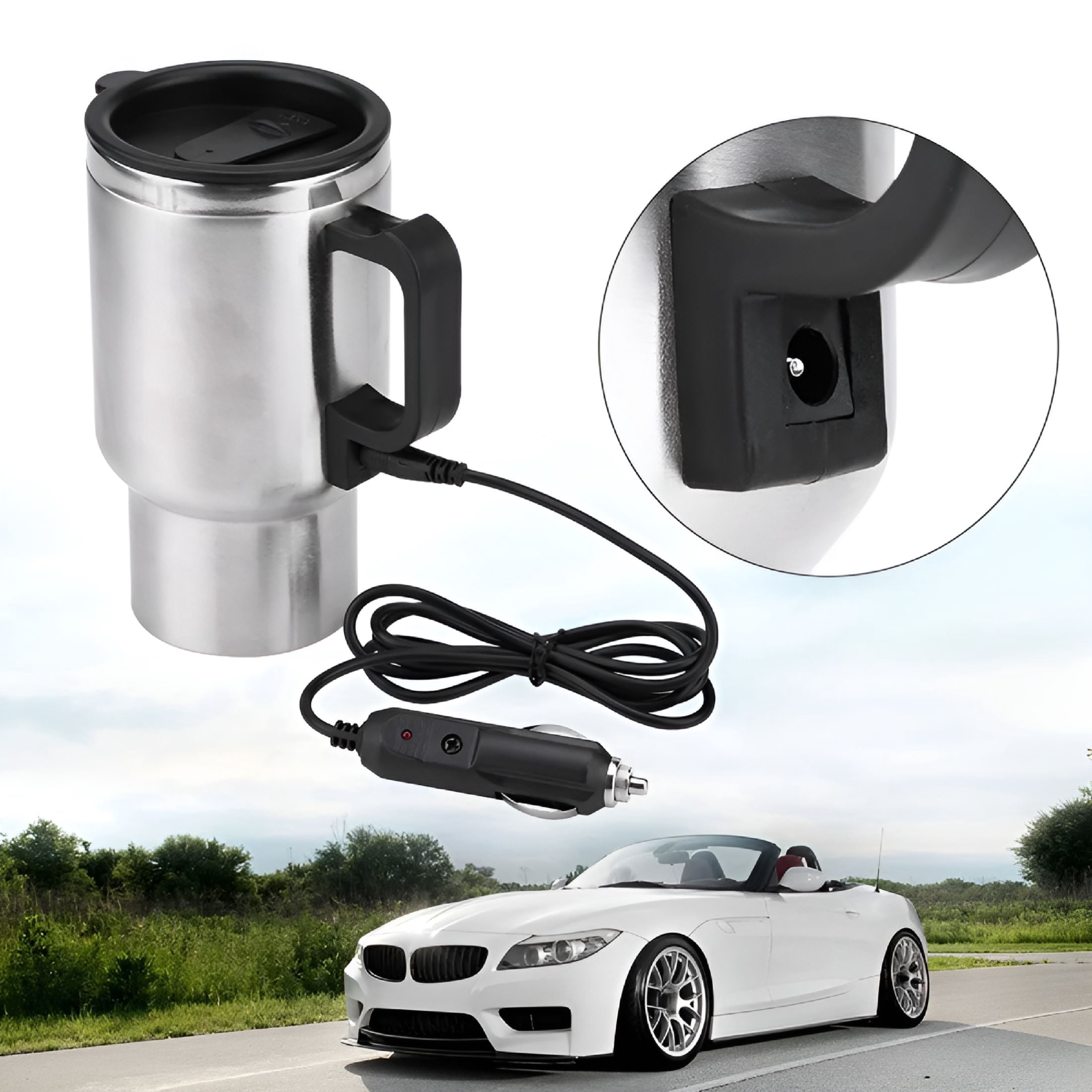 HIBIBUD 2026 New Car Electric Kettle: 12V Portable Water Boiler Heated Travel,Multiple Temperature with 304 Stainless Steel Dry Burn Protection