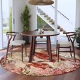 thumbnail image 3 of Ocean Red Turtles Round Area Rug 5Ft Washable Circle Rugs for Living Room Bedroom, Coastal Coral Seagrass Vintage World Map Non-Slip Carpet Floor Mats Indoor Outdoor Carpet Runner Home Decor, 3 of 8