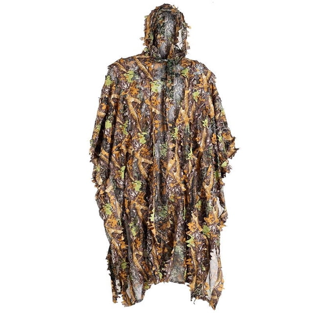 La ropa de juego Trajes Ghillie para hombres Caza Hojas 3D Camuflaje Poncho Ghillie Capa de camuflaje Traje Ghillie sigiloso Poncho de caza militar CS Woodland