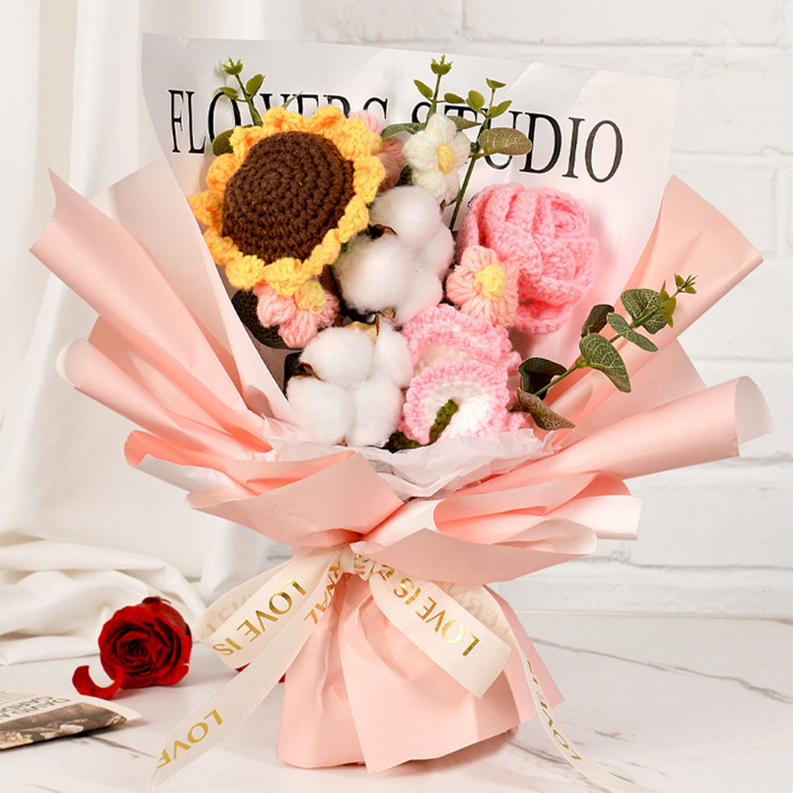 Cadeau Fête Des Mères Original Bouquet De Fleurs Artificielles Au Crochet - Tournesols Main - Cadeau Fête Des Mères - Décoration Maison Cadeau Fête Mères