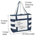 thumbnail image 4 of DALIX Premium Beach Bags Striped Navy Blue Zippered Tote Bag Monogrammed X, 4 of 8