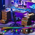 thumbnail image 3 of Homieasy Reversible L Shaped Computer Desk with Fabric File Drawers, 70.8" Large Office Desk with RGB LED Lights & Power Outlets & Monitor Stand & CPU Stand, Sturdy Corner Gaming Desk, Rustic Brown, 3 of 8